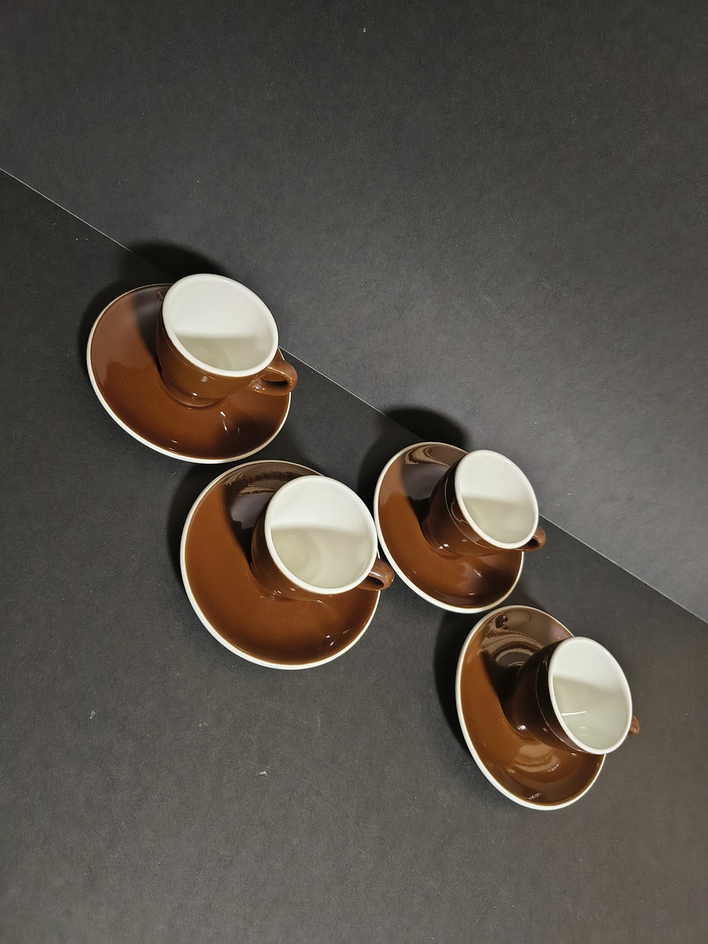 8pc VTG ACF Italy Demitasse Brown Espresso Coffee 4oz Cup & Saucer Made in Italy